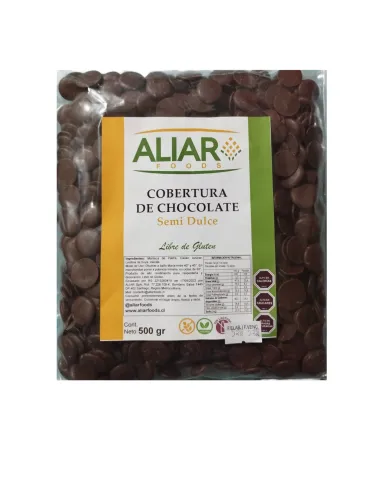 Aliar cobertura de chocolate semi dulce 500 grs