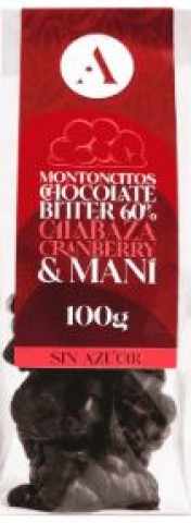 Ambrosia Montoncitos Chocolate Bitter 60% Calabaza Cranberry Mani 100 grs