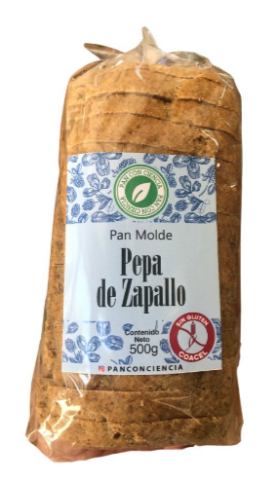 Pan con ciencia molde sin gluten Pepa de Zapallo 500 grs